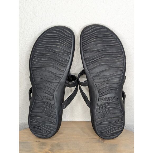 VIONIC Karley Black Sandal Size 8 Supportive Flat Dressy Comfortable Resort - Picture 8 of 9